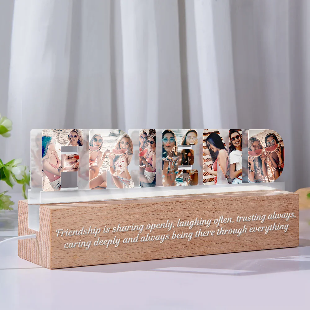 Custom Photo Bestie Sister Because Of You - Personalized Custom Shaped LED Light