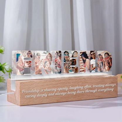 Custom Photo Bestie Sister Because Of You - Personalized Custom Shaped LED Light