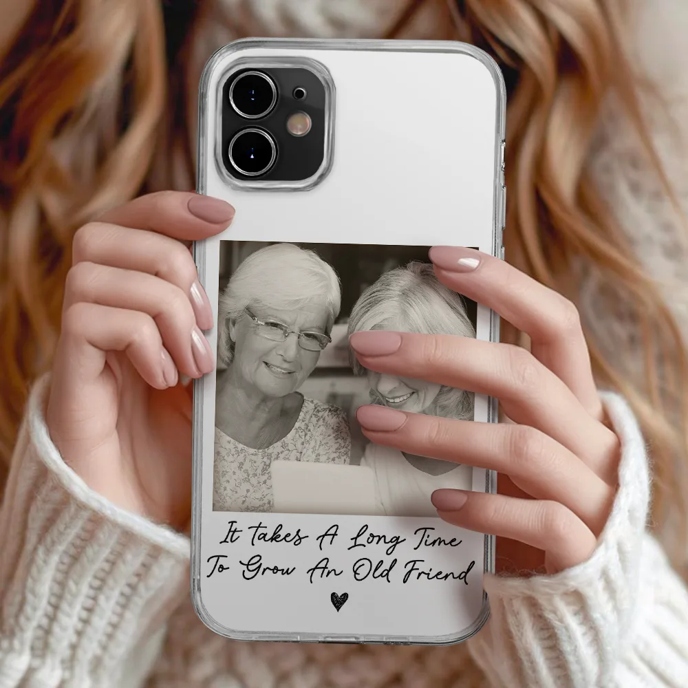 Custom Photo Besties Gray Scale Right In The Throat - Personalized Clear Phone Case