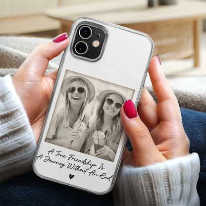 Custom Photo Besties Gray Scale Right In The Throat - Personalized Clear Phone Case