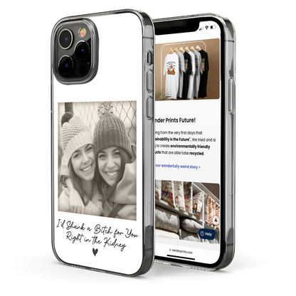 Custom Photo Besties Gray Scale Right In The Throat - Personalized Clear Phone Case