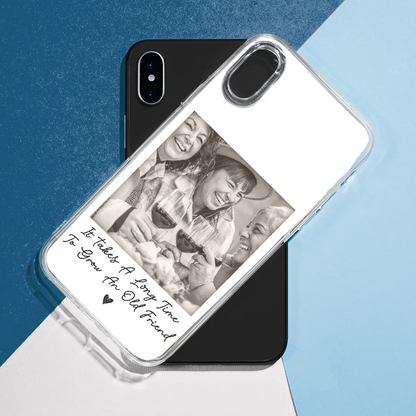 Custom Photo Besties Gray Scale Right In The Throat - Personalized Clear Phone Case