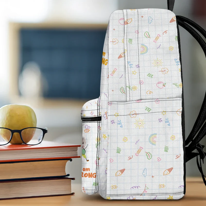 Custom Photo Bloom Notes For Kids - Personalized Canvas Backpack