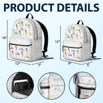 Custom Photo Bloom Notes For Kids - Personalized Canvas Backpack