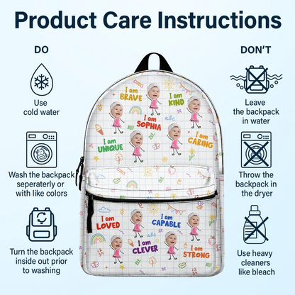 Custom Photo Bloom Notes For Kids - Personalized Canvas Backpack
