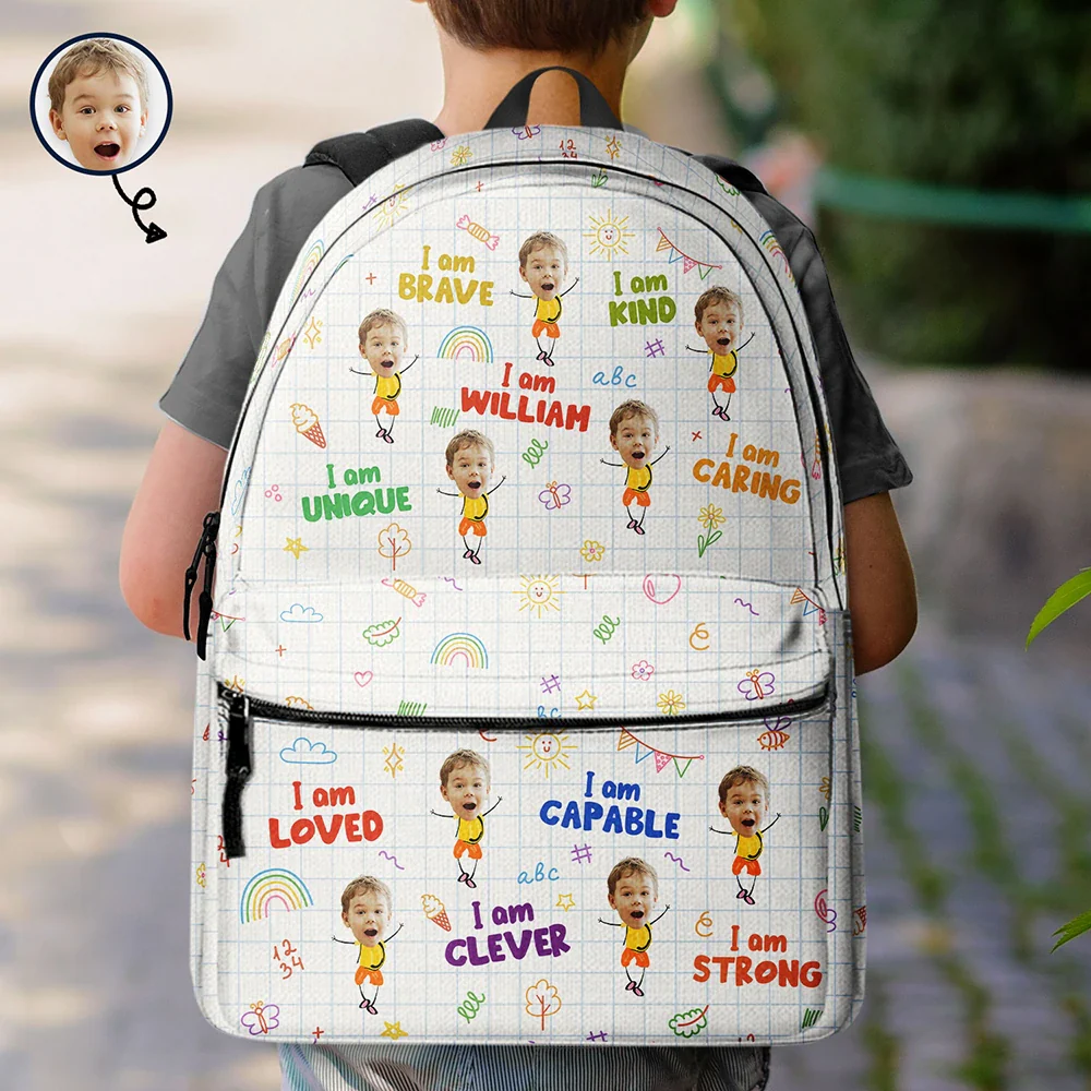 Custom Photo Bloom Notes For Kids - Personalized Canvas Backpack