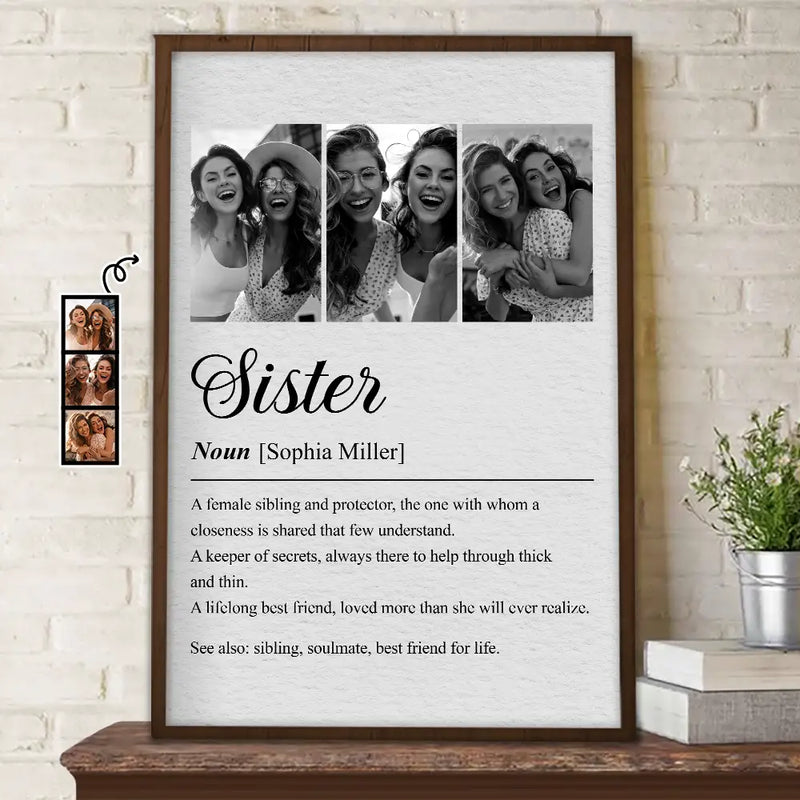 Custom Photo Brother Sister Definition - Personalized Poster