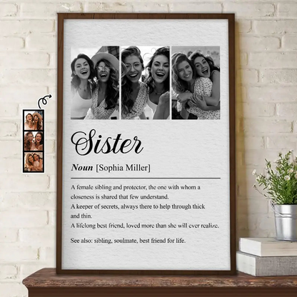 Custom Photo Brother Sister Definition - Personalized Poster