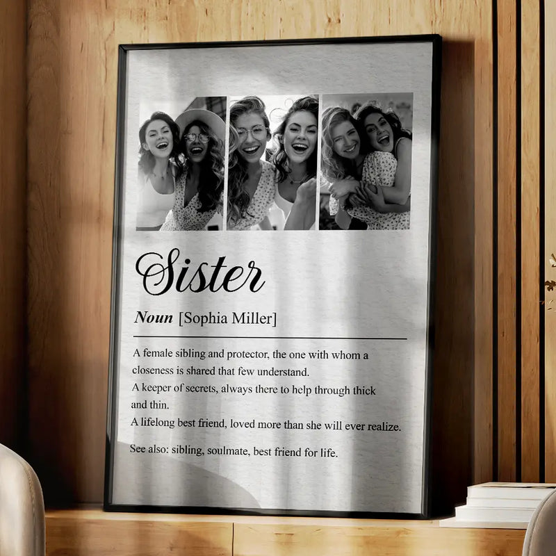 Custom Photo Brother Sister Definition - Personalized Poster