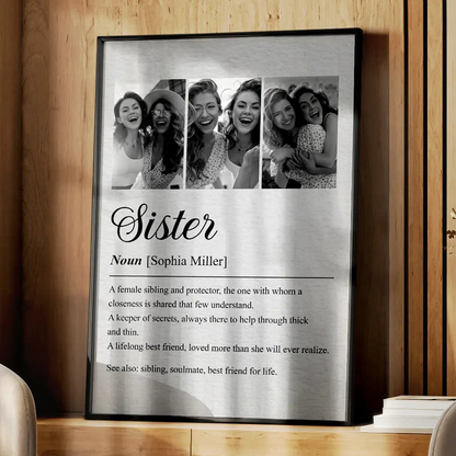 Custom Photo Brother Sister Definition - Personalized Poster