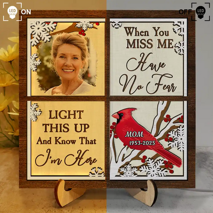 Custom Photo Cardinal They Fly Beside Us - Personalized LED Light Wooden Plaque