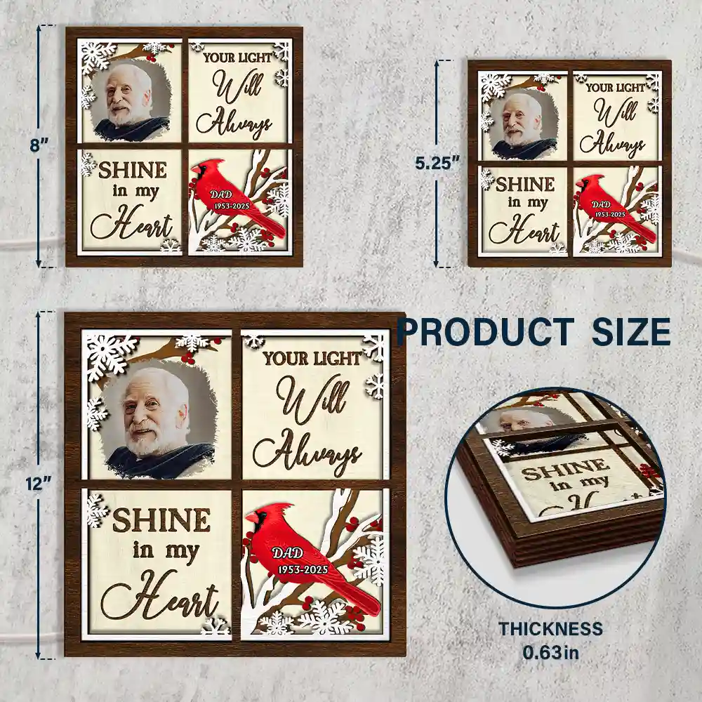 Custom Photo Cardinal They Fly Beside Us - Personalized LED Light Wooden Plaque