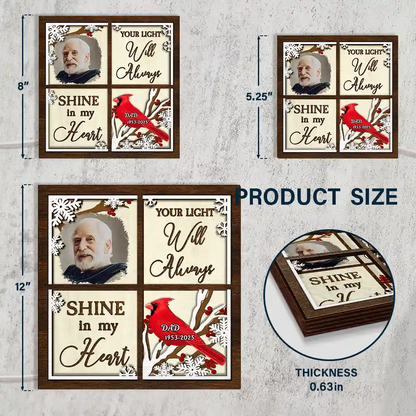 Custom Photo Cardinal They Fly Beside Us - Personalized LED Light Wooden Plaque