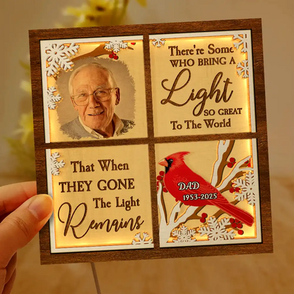 Custom Photo Cardinal They Fly Beside Us - Personalized LED Light Wooden Plaque