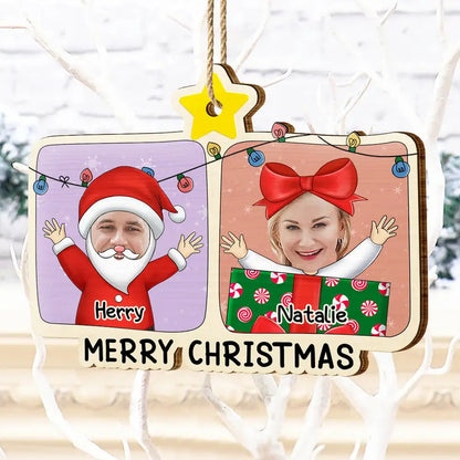 Custom Photo Christmas Character Cartoon Comic - Personalized Custom Shaped Wooden Ornament