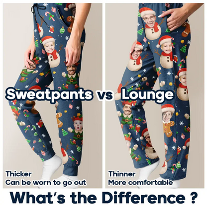 Custom Photo Christmas Characters Funny Face - Personalized Pajama Pants