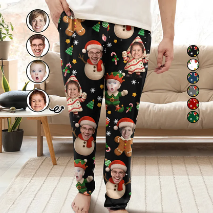 Custom Photo Christmas Characters Funny Face - Personalized Pajama Pants