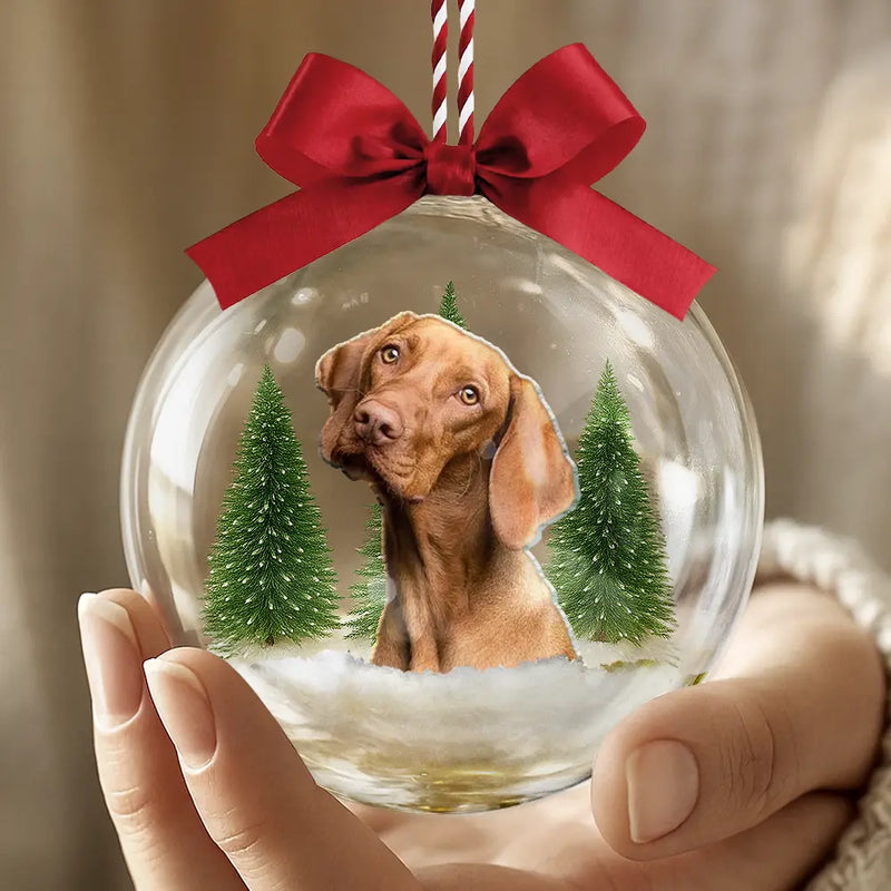 Custom Photo Christmas Pet Face Dog Cat Lover - Personalized 3D Acrylic Ball Ornament