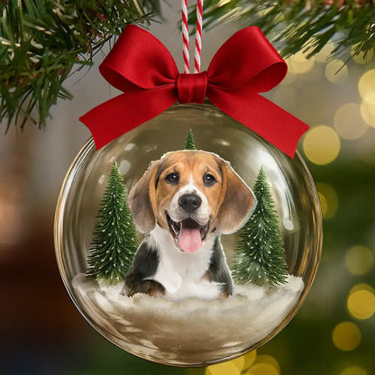 Custom Photo Christmas Pet Face Dog Cat Lover - Personalized 3D Acrylic Ball Ornament