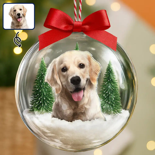 Custom Photo Christmas Pet Face Dog Cat Lover - Personalized 3D Acrylic Ball Ornament