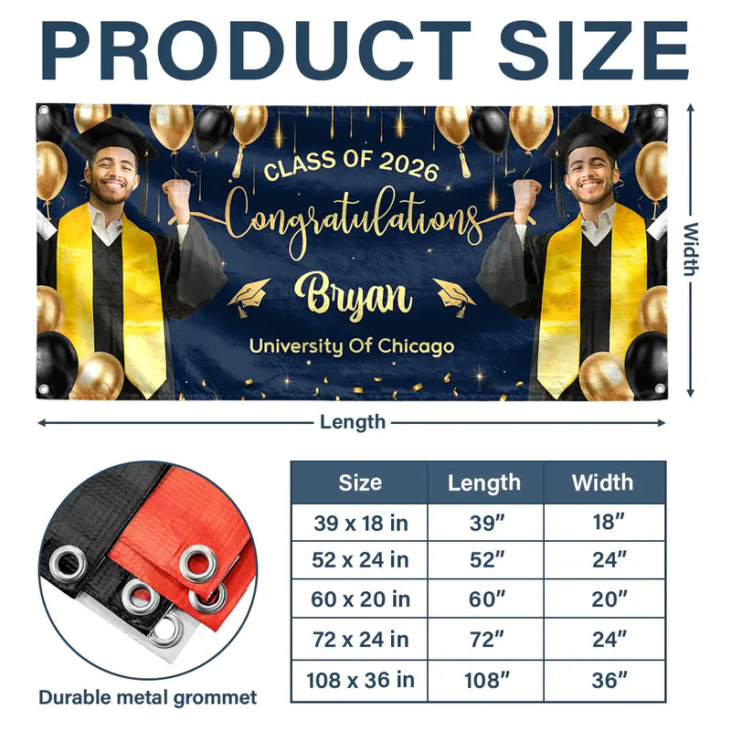 Custom Photo Congrats Graduation - Personalized Horizontal Banner