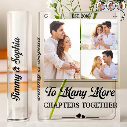 Custom Photo Couple To Many More Chapters Together - Personalized Acrylic Book Vase
