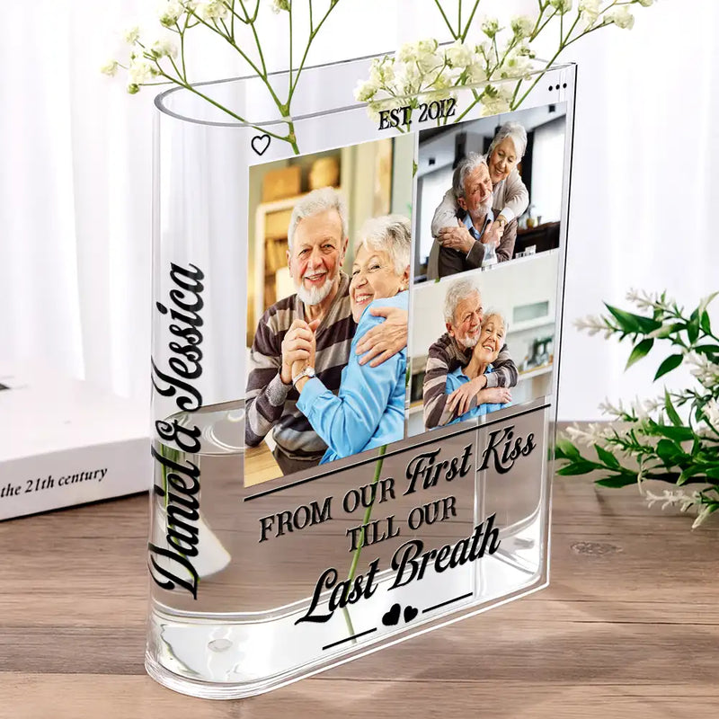 Custom Photo Couple To Many More Chapters Together - Personalized Acrylic Book Vase