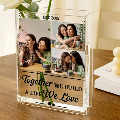 Custom Photo Couple To Many More Chapters Together - Personalized Acrylic Book Vase