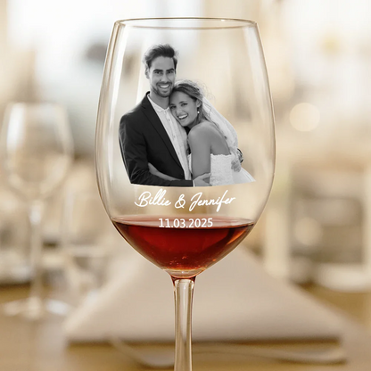 Custom Photo Couples Anniversary - Personalized Wine Glass