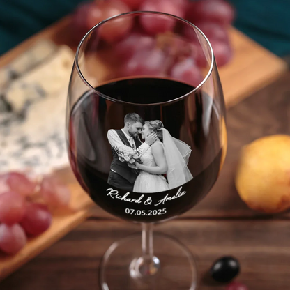 Custom Photo Couples Anniversary - Personalized Wine Glass