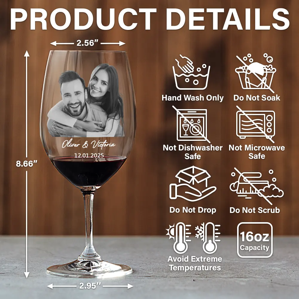 Custom Photo Couples Anniversary - Personalized Wine Glass