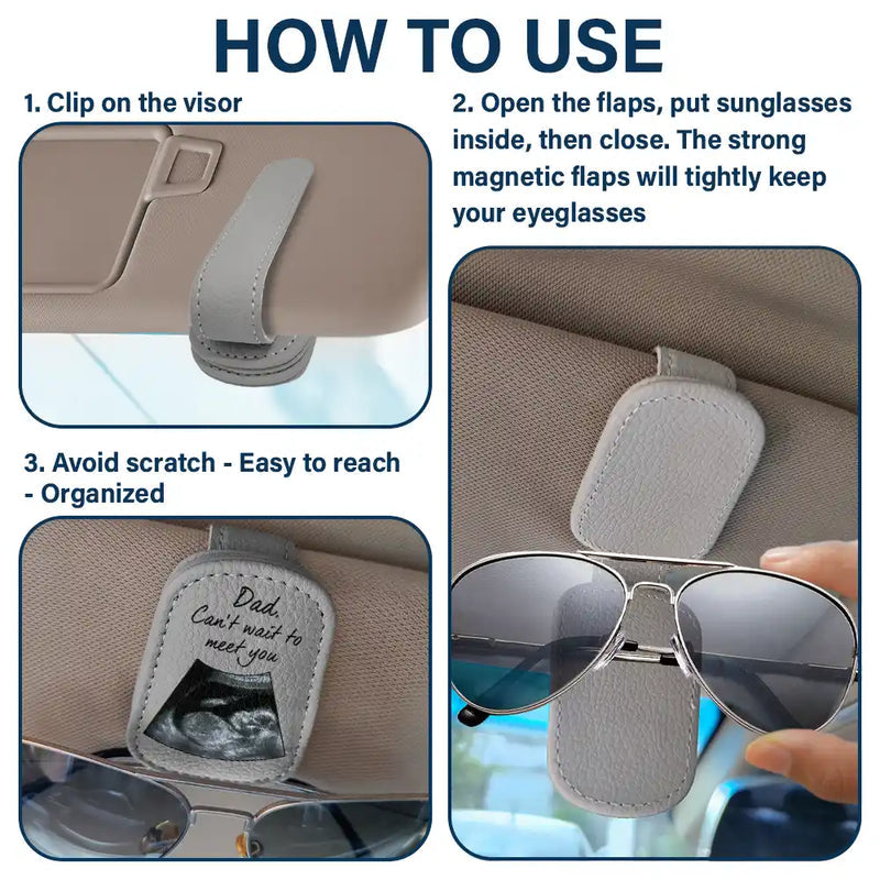 Custom Photo Dad-to-be Now You Can Carry Me Too Expecting Dad - Personalized Sunglasses Holder For Car Visor
