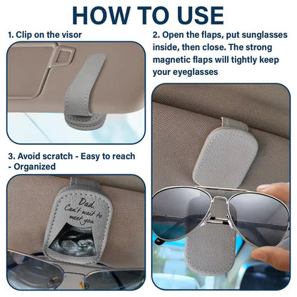 Custom Photo Dad-to-be Now You Can Carry Me Too Expecting Dad - Personalized Sunglasses Holder For Car Visor