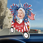 Custom Photo Drive Safe Daddy Fun Baby Face USA Festive - Personalized Acrylic Car Hanger