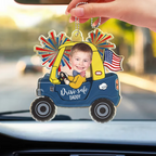 Custom Photo Drive Safe Daddy Fun Baby Face USA Festive - Personalized Acrylic Car Hanger