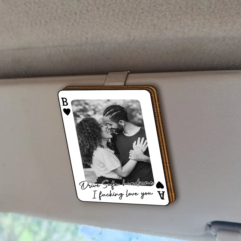 Custom Photo Drive Safe Handsome Playing Card - Personalized Custom Shaped Car Visor Clip