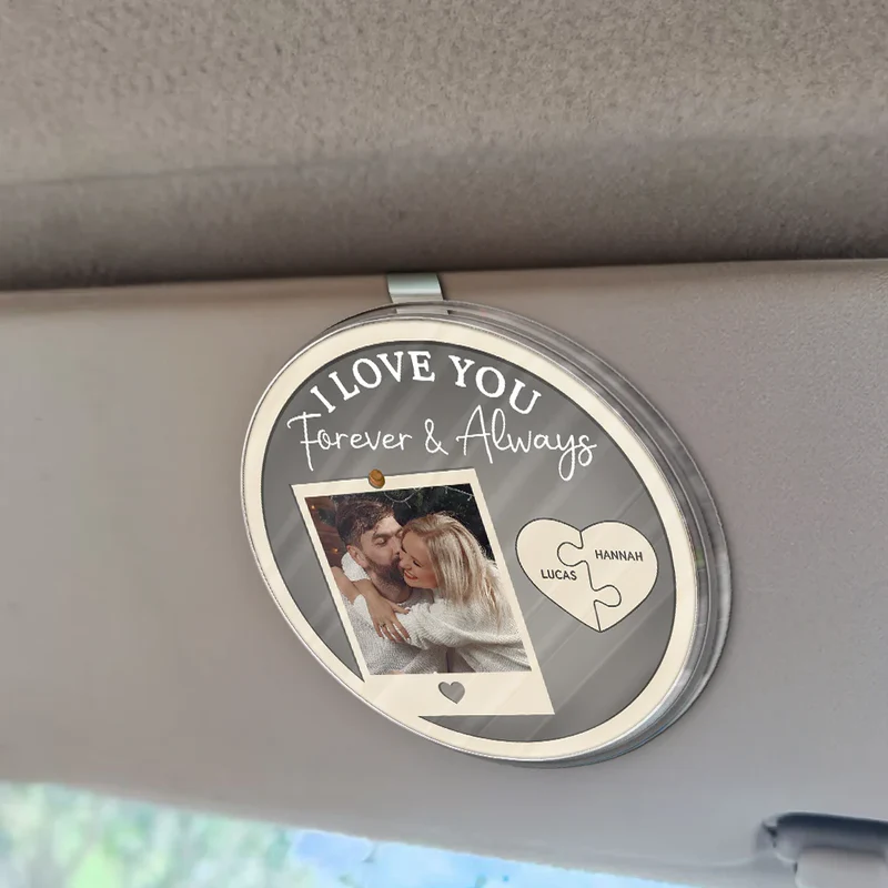 Custom Photo Drive Safe I Love You Couple - Personalized Custom Shaped Acrylic Car Visor Clip