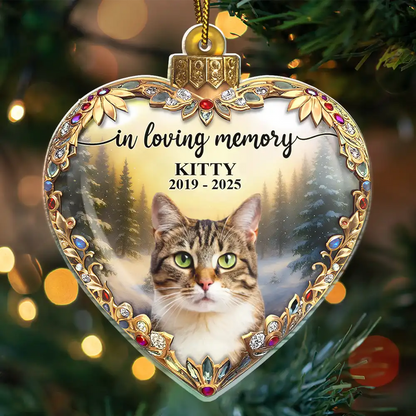 Custom Photo Forever Loved Memorial Dog Cat - Personalized Custom Shaped Acrylic Ornament