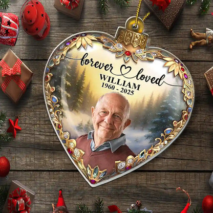 Custom Photo Forever Loved Memorial Dog Cat - Personalized Custom Shaped Acrylic Ornament