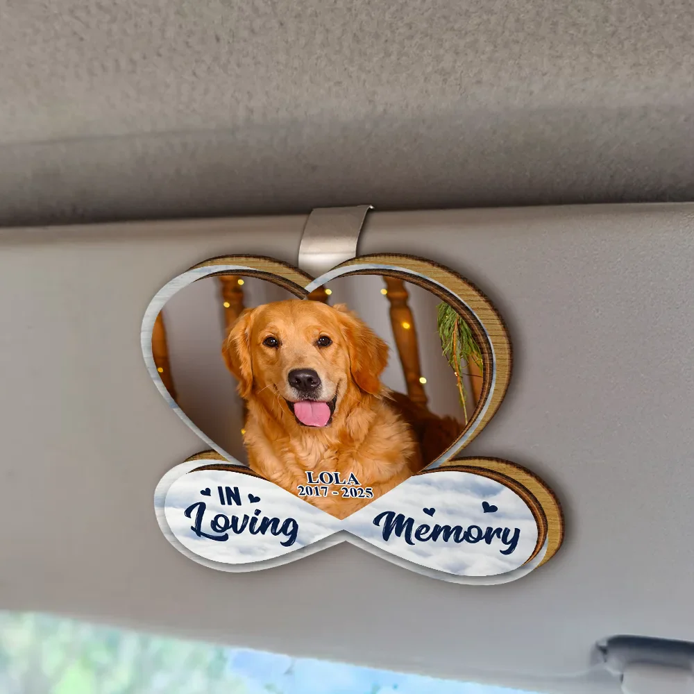Custom Photo Forever Loved Memorial Dog Cat - Personalized Custom Shaped Car Visor Clip