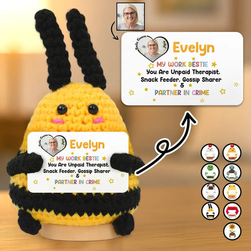 Custom Photo Funny And Heartfelt Bestie - Personalized Doll Crochet With Custom Card