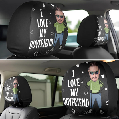 Custom Photo Funny I Love My Wife Husband - Personalized Car Headrest Covers