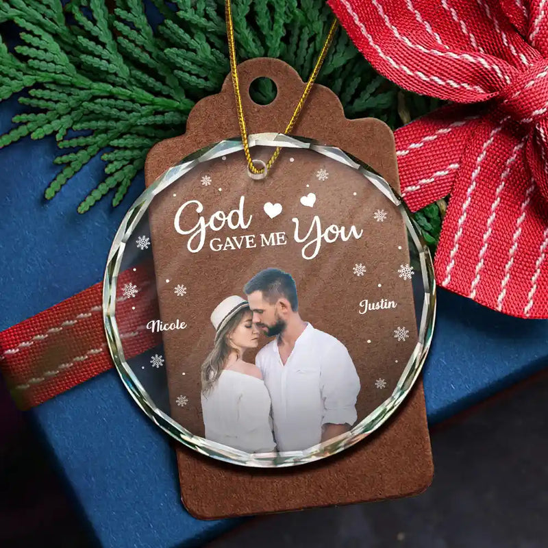 Custom Photo God Gave Me You - Personalized Circle Acrylic Ornament