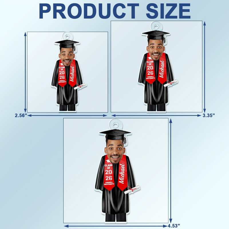 Custom Photo Graduation Cap Gown Stole - Personalized Acrylic Car Hanger