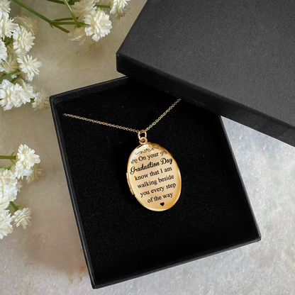 Custom Photo Graduation Walking Beside You Memorial - Personalized Locket Necklace