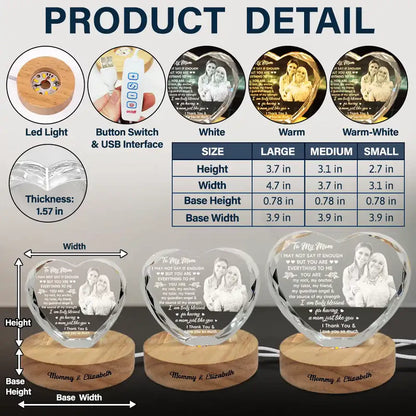 Custom Photo I May Not Say Enough - Personalized Crystal Heart Shaped Lamp