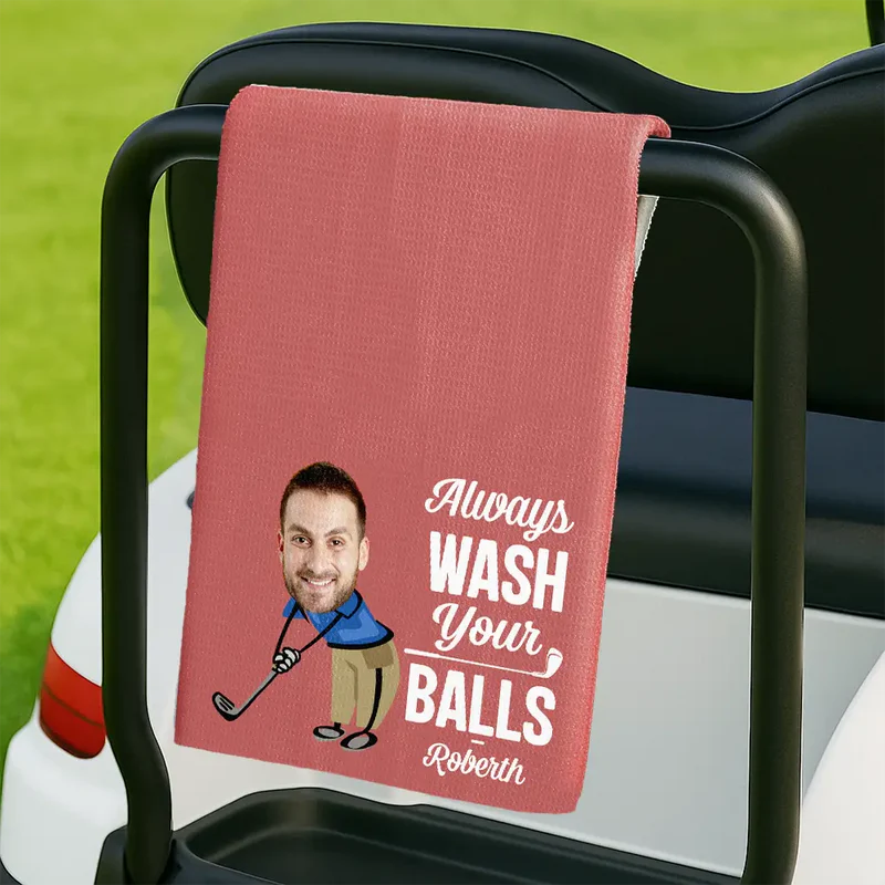 Custom Photo I Use This Towel To Clean My Balls - Personalized Golf Towel