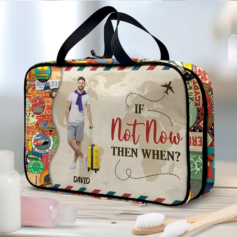 Custom Photo Just A Girl Boy Who Loves Traveling - Personalized Toiletry Bag