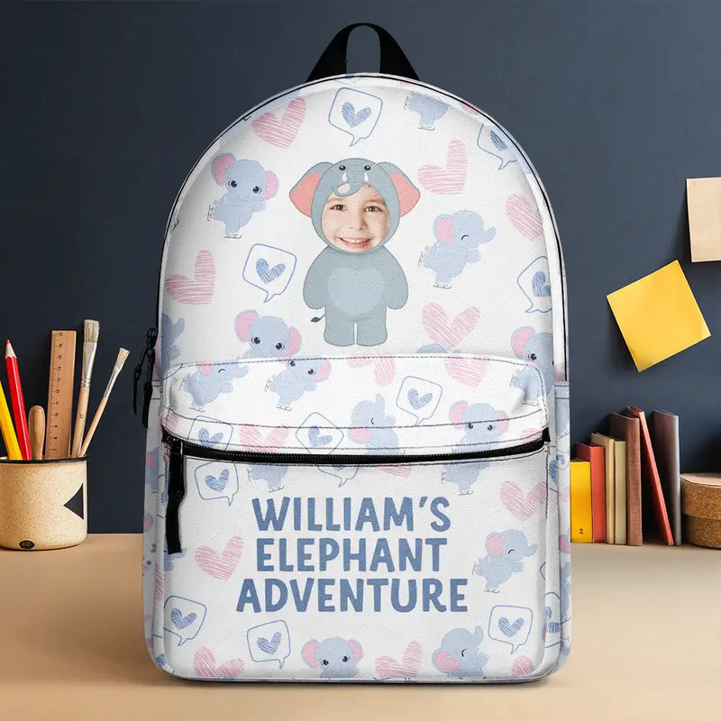 Custom Photo Kid's Dinosaur Unicorn Bear Adventure - Personalized Canvas Backpack