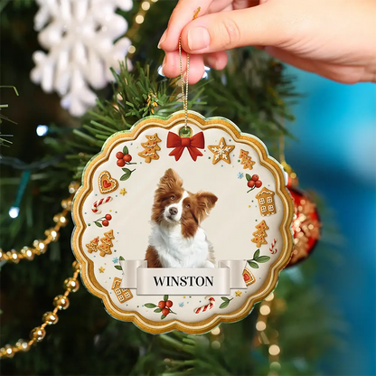 Custom Photo Lovely Pet Face Gingerbread - Personalized Custom Shaped Acrylic Ornament